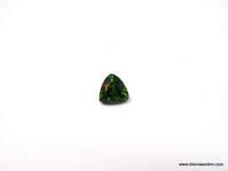 TRILLION SHAPE CHROME DIOPSIDE GEMSTONE, APPROX. 1.35 CARATS. MEASURES 8MM X 8MM.