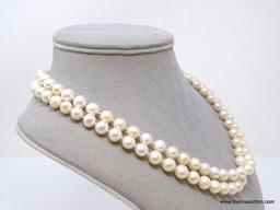 LADIES STRAND OF CULTURED PEARLS WITH 14K YELLOW GOLD HOOK CLASP. THE PEARLS ARE APPROX. 8-1/2MM,