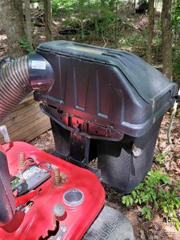 (CUT) TROY-BILT PONY 7 SPEED TRANSMISSION RIDING MOWER WITH LEAF VACUUM ATTACHMENT. 42 INCH.