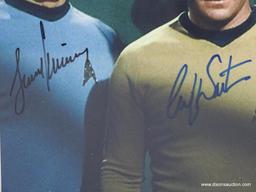 FRAMED, MATTED & AUTOGRAPH PHOTOGRAPH OF THE ORIGINAL STAR TREK CAST. IT'S SIGNED BY LEONARD NIMOY