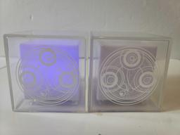 SET OF (2) DOCTOR WHO TIME LORD PSYCHIC CONTAINER WITH MOTION ACTIVATED COLOR CHANGING LIGHTS. EACH