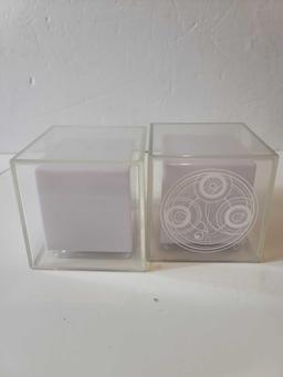 SET OF (2) DOCTOR WHO TIME LORD PSYCHIC CONTAINER WITH MOTION ACTIVATED COLOR CHANGING LIGHTS. EACH