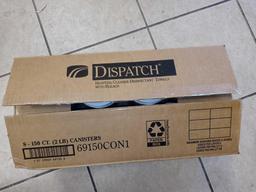 LOT OF TWO BOXES OF DISPATCH HOSPITAL CLEANER DISINFECTING TOWELS WITH BLEACH 8-150 CT.2 LB