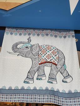 ELEPHANT SHOWER CURTAIN. TOOK OUT OF PACKAGE TO DISPLAY. IS SOLD AS IS WHERE IS WITH NO GUARANTEES