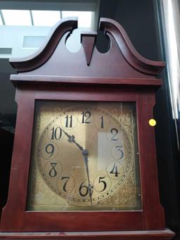 COLONIAL MFG GRANDFATHER CLOCK MEASUREMENTS ARE APPROXIMATELY 13 IN X 9 IN X 89 IN.
