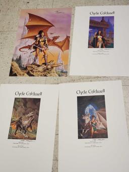 SIGNED CLYDE CALDWELL PORTFOLIO 2013, 19/50, 12 16 1/2"L 26"W PIN-UPS, 1 IS INFO FOR OTHER PIECES OF