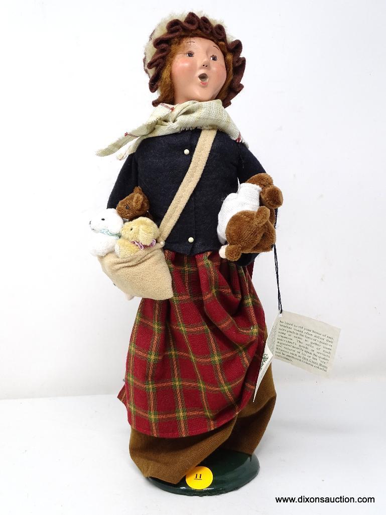 BYERS CAROLER "THE CRIES OF LONDON" TEDDY BEAR VENDOR 14 INCHES TALL.