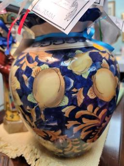 (RM1) BLUE AND YELLOW SUNFLOWER AND FRUIT VASE FILLED WITH 10 HANDMADE PAPER MAGIC WANDS-