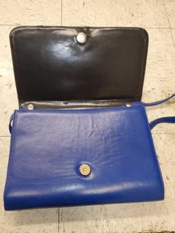 BLUE SNAP FRONT HAND BAG, BLUE, FAUX LEATHER, PLEASE SEE THE PICTURES FOR MORE INFORMATION.