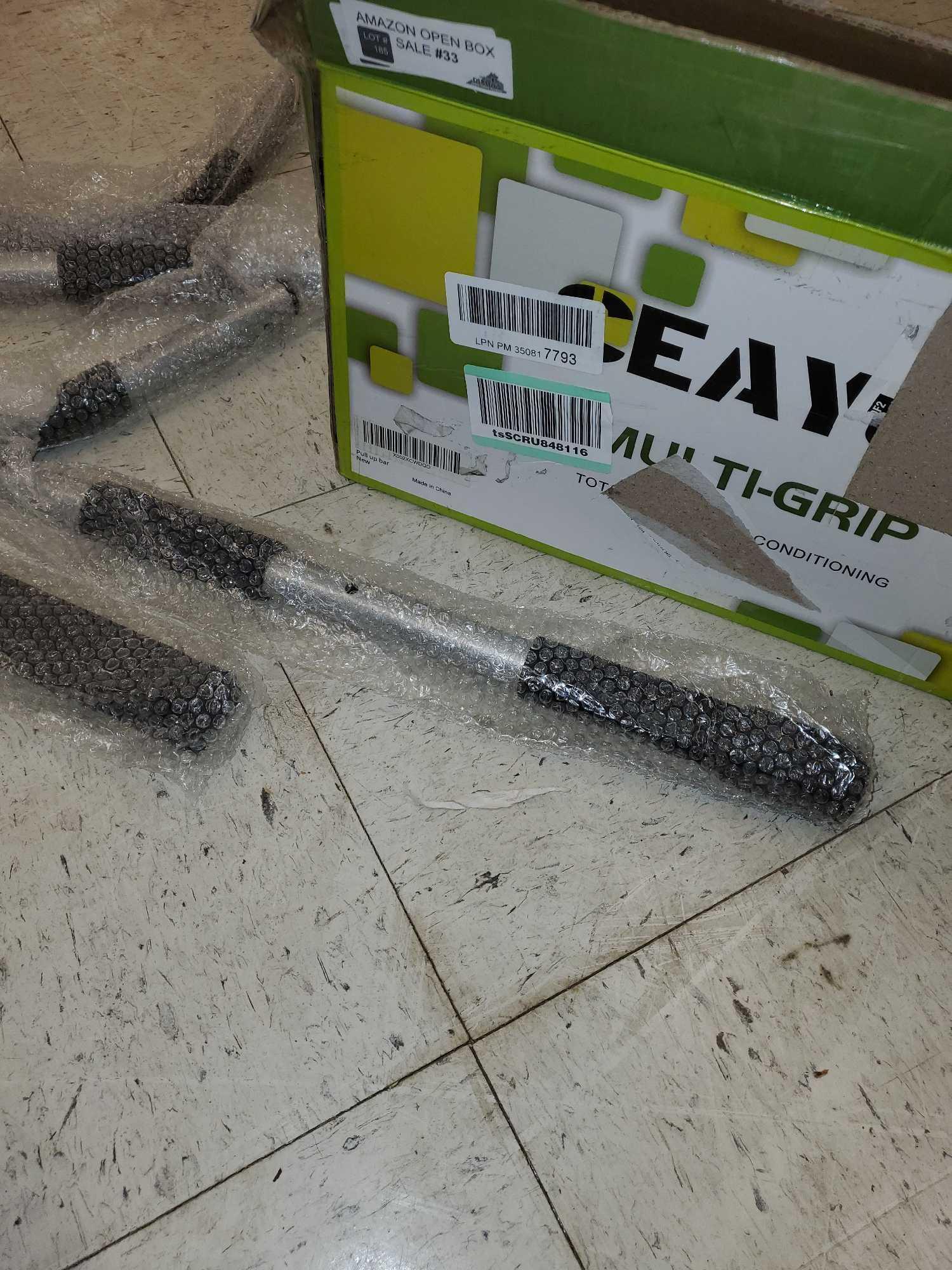CEAYUN IN DOOR PULL UP BAR, APPEARS TO BE MISSING HARDWARE, PLEASE SEE THE PICTURES FOR MORE