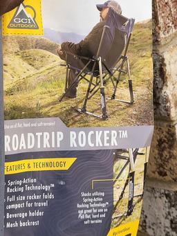 GCI ROADTRIP ROCKER. GREY AND BLACK IN COLOR. UP TO 250 LB. GREAT CONDITION. IS SOLD AS IS WHERE IS