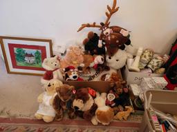 (DR) LARGE BOX LOT LOADED WITH VARIOUS SIZED STUFF ANIMALS TO INCLUDE: BOYDS BEAR "GENEVIEVE