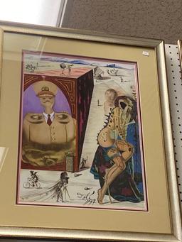 FRAMED HOLLYWOOD GICLEE BY SALVADOR DALI MEASURES 22 in x 27 1/2 in.