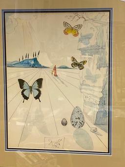 FRAMED PAPILLONS GICLEE BY SALVADOR DALI MEASURES 24 in x 29 in
