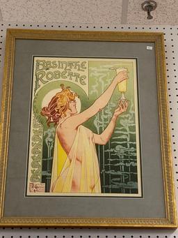 Framed Henri Privat-Livemont Absinthe Robette Vintage Alcohol Advertising Decorative Art Poster