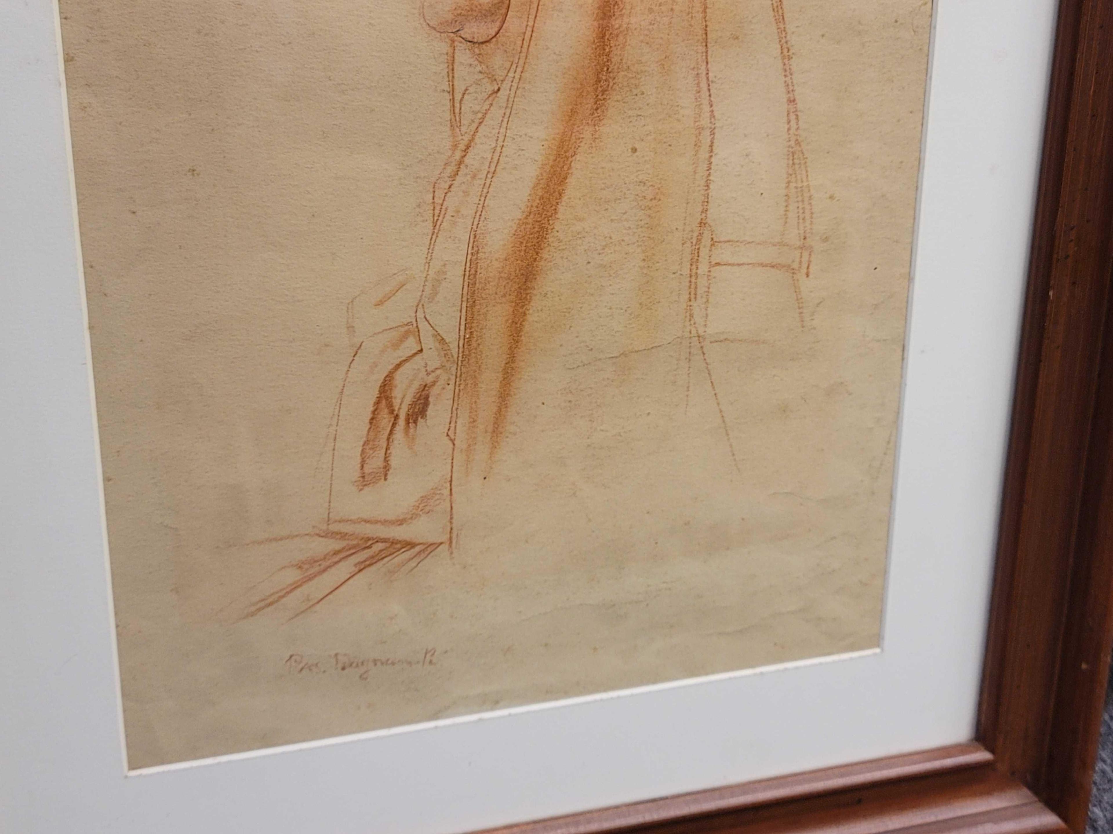 PASCAL ADOLPHE JEAN DAGNON BOUVERET SANGUINE SKETCH. SIGNED ON THE BOTTOM BY THE ARTIST. THE ARTIST
