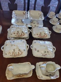 SET OF VINTAGE ROYAL JOHN MADDOCK ENGLAND FLORAL DISH SET, FLORAL APPROX 85 PCS TOTAL, WHITE WITH