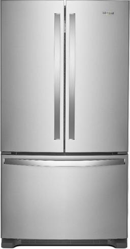 WHIRLPOOL 25.2 CU. FT. FRENCH DOOR REFRIGERATOR WITH ICE MAKER. FINGERPRINT RESISTANT STAINLESS