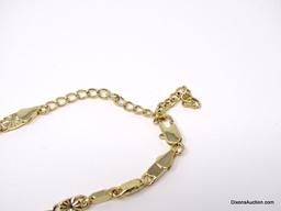 2 PC. FANCY GOLD TONE NECKLACE & BRACELET SET, BOTH WITH LOBSTER CLASPS. THE NECKLACE MEASURES