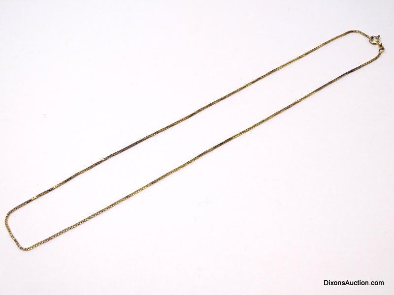 .925 STERLING SILVER & GOLD TONE BOX CHAIN. MARKED ON THE TAG ".925 ITALY". IT MEASURES APPROX. 20"