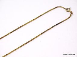 .925 STERLING SILVER & GOLD TONE BOX CHAIN. MARKED ON THE TAG ".925 ITALY". IT MEASURES APPROX. 20"