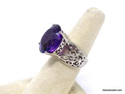 .925 AAA TOP QUALITY OVER 15 CTS. NOT ENHANCED BRAZILIAN COLOR CHANGE AMETHYST- PURPLE TO PINK RING.