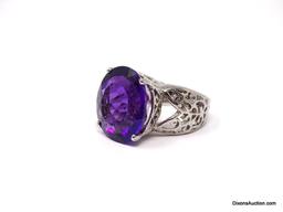 .925 AAA TOP QUALITY OVER 15 CTS. NOT ENHANCED BRAZILIAN COLOR CHANGE AMETHYST- PURPLE TO PINK RING.