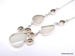 .925 AAA 18"-20" GORGEOUS CREAM WHITE AFRICAN LARGE BOTSWANA AGATE GEMSTONE NECKLACE WITH FACETED