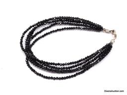 .925 AAA 3 1/2" GORGEOUS NATURAL .03MM 5-STRAND BLACK SPINEL BRACELET. *SEE MATCHING SET. NEW! SRP