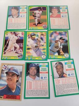 HALF BOX OF ASSORTED BASEBALL CARDS. INCLUDES PLAYERS SUCH AS: WILLIE UPSHAW, MIKE RAY JACKSON,