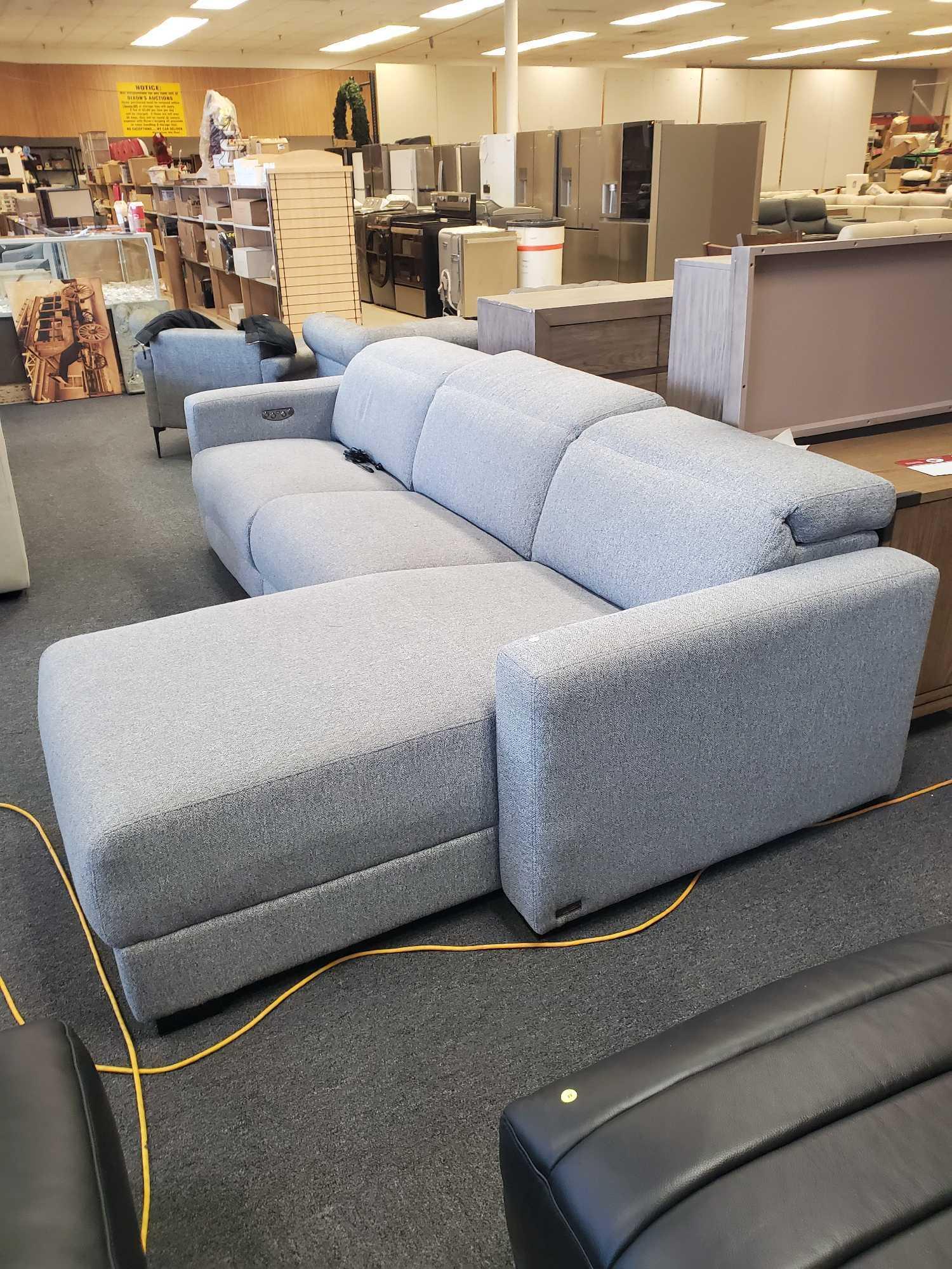 ABBYSON ROSELAND POWER RECLINING SECTIONAL SKU: SHF-12193-GRY-S SALE PRICE$2,999.00 LIGHT GREY,