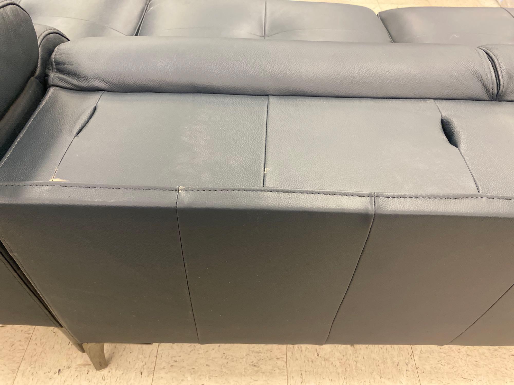 Abbyson Quinton Top Grain Leather Sectional Blue, 115? x 115? x 29? Retail Value $3,800.00 Sectional