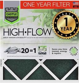 Castle Filters, One-Year HVAC Furnace Filter, Black, 20" x 20? x 1?