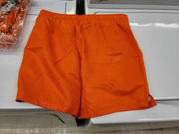 Lot of (10) WTD Apparel Activewar Orange 100% Polyester Shorts - All Size Small. All brand new.