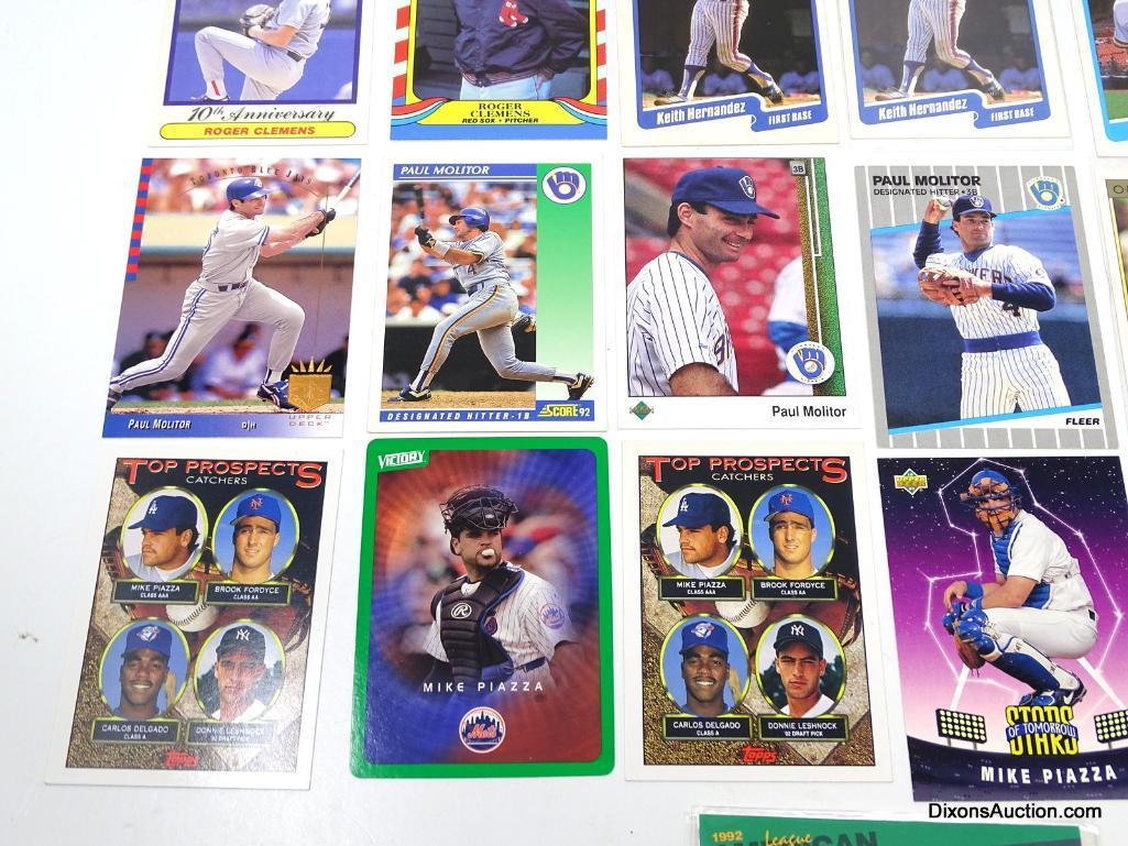 29 Cards - Roger Clemens (11) Mike Piazza (6) Keith Hernandez (2) Paul Molitor (10)