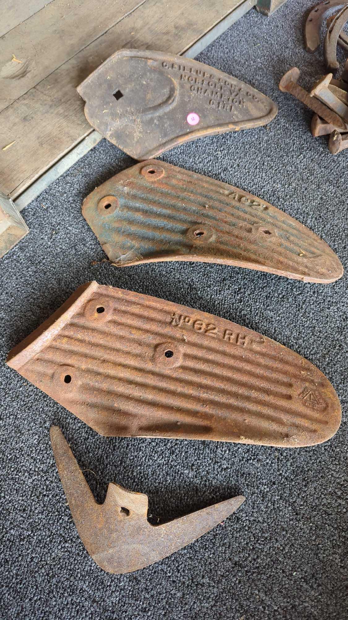 SET OF MOLDBOARD WALK BEHIND PLOW MOLDS, NUMBER 62 RH, NUMBER AC2, AND A C. BILLUPS SON AND CO