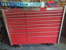 (WS) 12 DRAWER SNAP-ON RED ROLLING TOOLBOX HAS ACURA BADGES ON FRONT AND SIDEs. DOES NOT INCLUDE