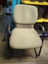(WS) UPHOLSTERED OFFICE WAITING ROOM ARM CHAIR. IT MEASURES APPROX. 22-1/2"W X 19"D X 33"T.