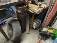 (WS) LARGE LOT OF MISC. TO INCLUDE AN ACETYLENE CYLINDER, 1-7/8" BALL TRAILER HITCH, MISC. SCRAP