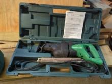 (WS) HITACHI CR13V RECIPROCATING SAW WITH EXTRA BLADES, INSTRUCTIONS, & HARD CASE.