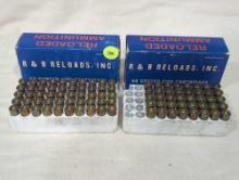 (2) BOXES OF R & B RELOADS INC. .38 SPECIAL 148 GRAIN LEAD WADCUTTER RELOADS. 50 IN BOX ONE, 40 IN