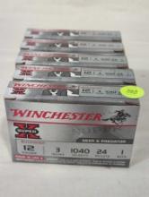 (5) BOXES OF WINCHESTER SUPER X 12 GAUGE BUCKSHOT SHELLS. 3 INCHES, 1040 VELOCITY, 24 PELLETS. 5