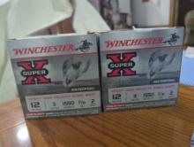(2) boxes of Winchester Super X 12 gauge waterfowl shotgun shells. 3 inches 1 1/8 inch.