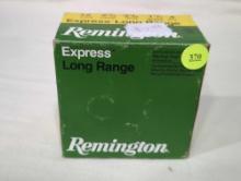 BOX OF REMINGTON EXPRESS LONG RANGE 12 GAUGE SHELLS - 2-3/4 LENGTH, 1-1/4 OZ SHOT. 25 SHELLS TOTAL.