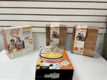 MASTER CHEF - COOKING ESSENTIAL SETS KIDS 6 AND UP & CORDLESS CREPE MAKER- 4 TOTAL ITEMS- OPEN BOX,