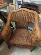 Mid Century Style Wicker Patio Chair Dimensions - 33" H x 30" W x 25" D