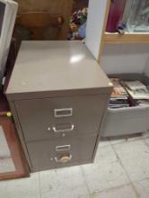 Light Brown 2 Drawers Filing Cabinet with drawer name plates Some surface damage (Pictures Included)