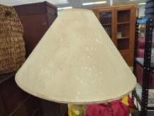 Cream White Floor Lamp with Lamp shade Lamp shade Damaged (Pictures Included) 5 Ft tall