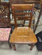 Medium Brown Colored Wooden Dining Chairs with Front Column Legs Dimensions - 39" H x 20" W x 18..."