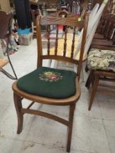 Early American Sideways Ladder Back Chair With Split Reed Seat Dimensions - 33" H x 17" W x 16" D